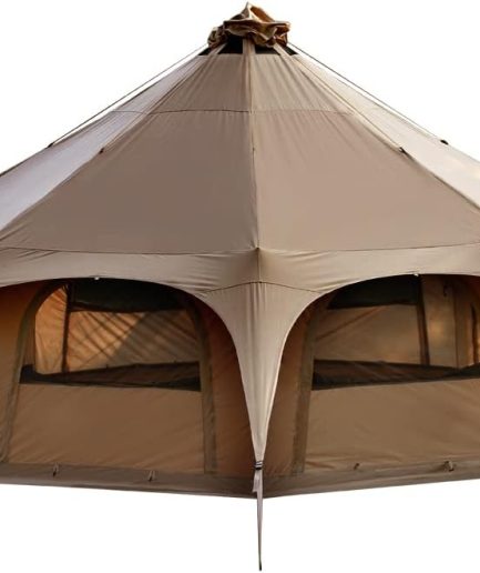 Canvas Tent Bell Tent 16.4ft*High9.2ft with Stove Jack for Glamping Family Camping Zipped Removable Floor