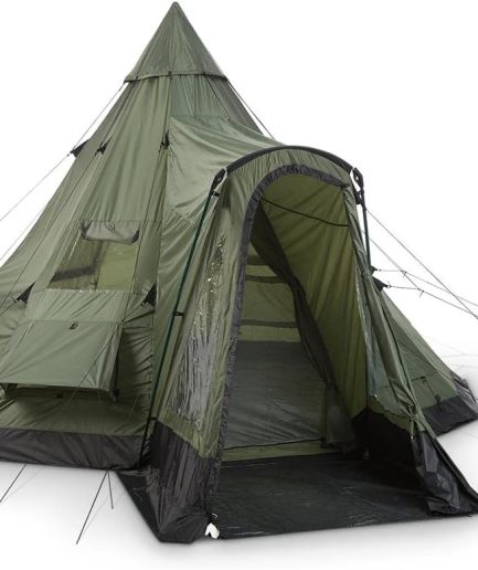 Deluxe Teepee Tent 14' x 14' for Adults Outdoor Camping 6-Person Instant Easy Set-Up Waterproof Shell 4-Season Family Tents for Backpacking, Hiking