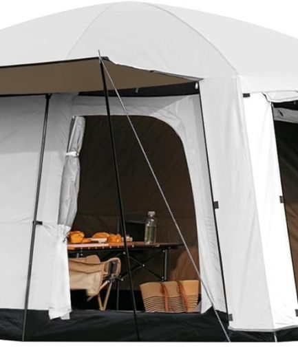 4-6 Person Camping Tent, Large Family Cabin Tents with Porch & Rainfly, Double Layer Waterproof Glamping Tent with 2 Rooms 2 Doors, Portable Big Tents for Outdoor Camping Hiking Party