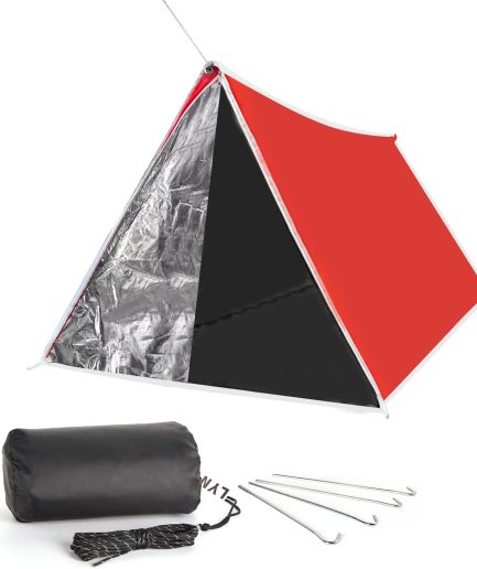 Extra Large Zipper Reusable Survival Emergency Shelter Tent,Thermal Waterproof Fireproof Lightweight Bugout, with Paracord✚Stake for Camping,First Aid,Hiking&Bushcraft