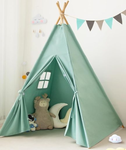 Teepee Tent for Kids-Portable Children Play Tent Indoor Outdoor (Green)