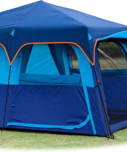 Extra Large Tent 6-10-12-14 Person(A),Family Cabin Tents,2 Rooms,3 Doors and 3 Windows with Mesh,Straight Wall,Waterproof,Double Layer,Big Tent for Outdoor,Picnic,Camping,Family Gathering