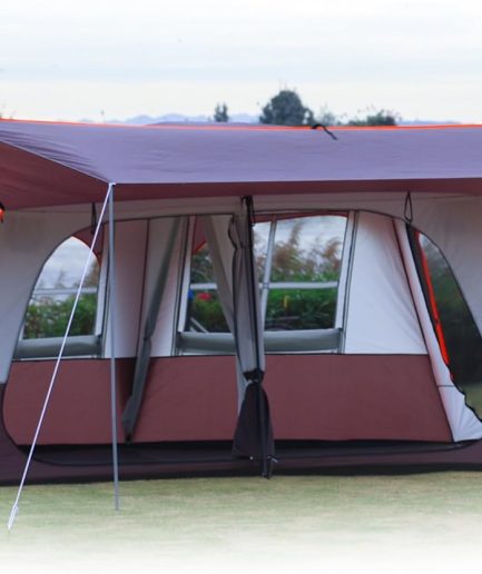 Extra Large Tent 12 Person,Awning Family Cabin Tents,2 Rooms,3 Doors and 3 Windows with Mesh,Straight Wall,Waterproof,Double Layer,Big Tent for Outdoor,Picnic,Camping,Family Gathering