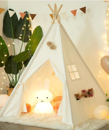 Teepee Tent for Kids-Portable Children Play Tent Indoor Outdoor (White)