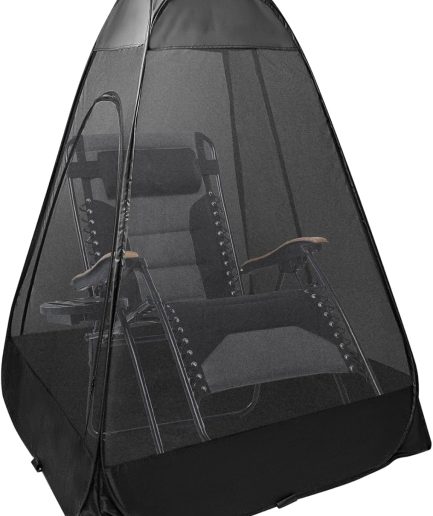 1-Person Camping Chair Pop up Tent, 47"x47"x59" See Through Single Mesh Tent Bugs Barrier Mosquito Net 2 Zipper Doors Outdoor Sports Pod Shelter with Bag for Fishing, Not Included Chair
