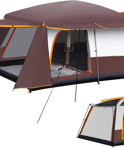 Camping Tent 4-6 Person, Double Layer, Multi-Room Family Cabin Tents with 3 Doors, Mesh Windows, Rainfly & Windproof, Large Waterpoof Tents for Outdoor Camping Hiking Picnic Gathering