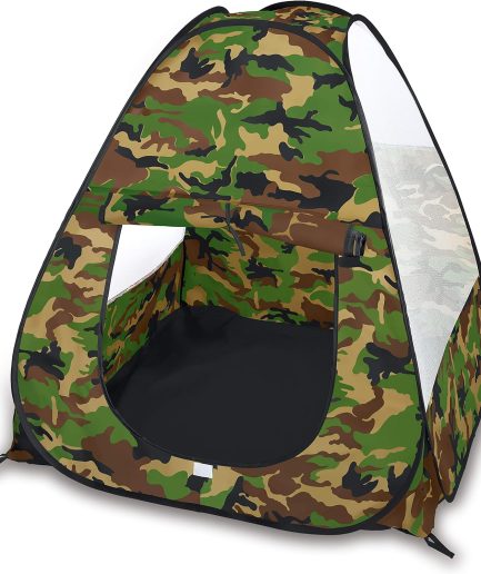 Military Pop Up Play Tent - Collapsible Army Indoor Outdoor Camouflage Playhouse Hunting Toy for Kids