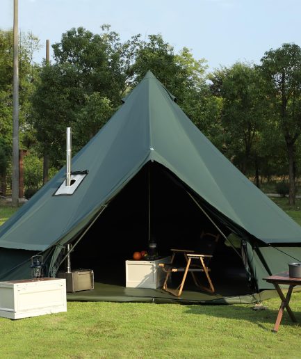 Luxury Cotton Bell Tent, Yurt Canvas Tent with Stove Jack, 4/6/8 Person Family 4 Season Camping