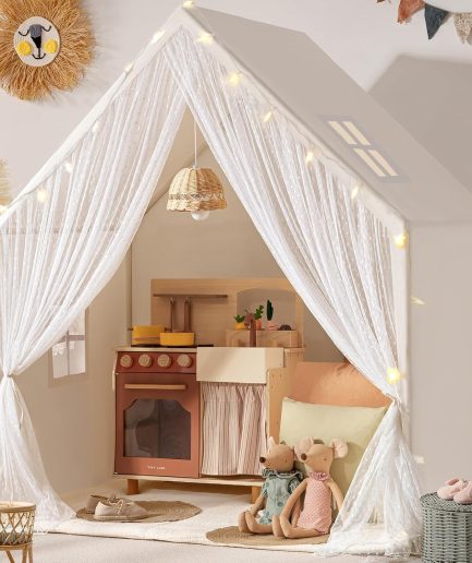 Kids Play Tent, Kids Tent for Girls and Boys, Indoor Playhouse for Toddlers, Large Play House | Reading Nook (Lace Play Tent)