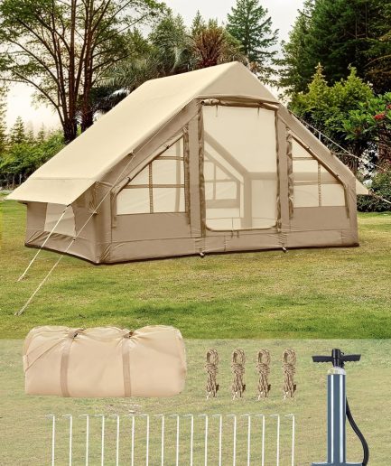 Inflatable Tents for Camping - Easy Blow Up Glamping Tent with Hand Pump, Waterproof PVC Air Inflatable Tent House for Family Weekend Camping